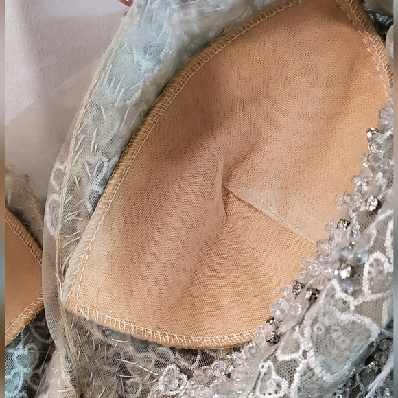 Size 10(XL) real fur long sleeves/ customized handbeand / gray / luxury dress - Picture 12 of 14